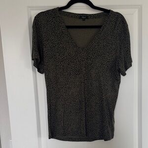 Rails Olive Leopard Print V-Neck Tee